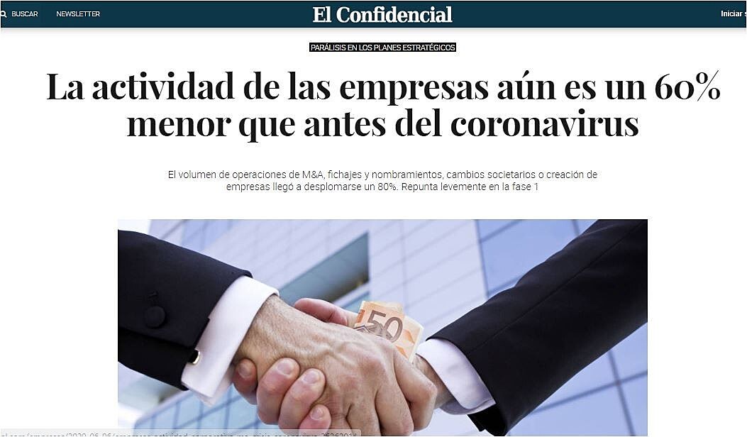 La actividad de las empresas an es un 60% menor que antes del coronavirus